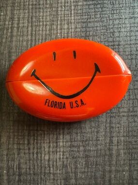Vintage Red Smiley Face Trinket Case - Florida U.S.A.